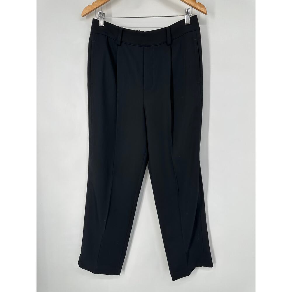 VINCE Mid-Rise Tapered Pull-On Pants Ankle Straight Wide Leg Trouser, Black - Picture 4 of 15